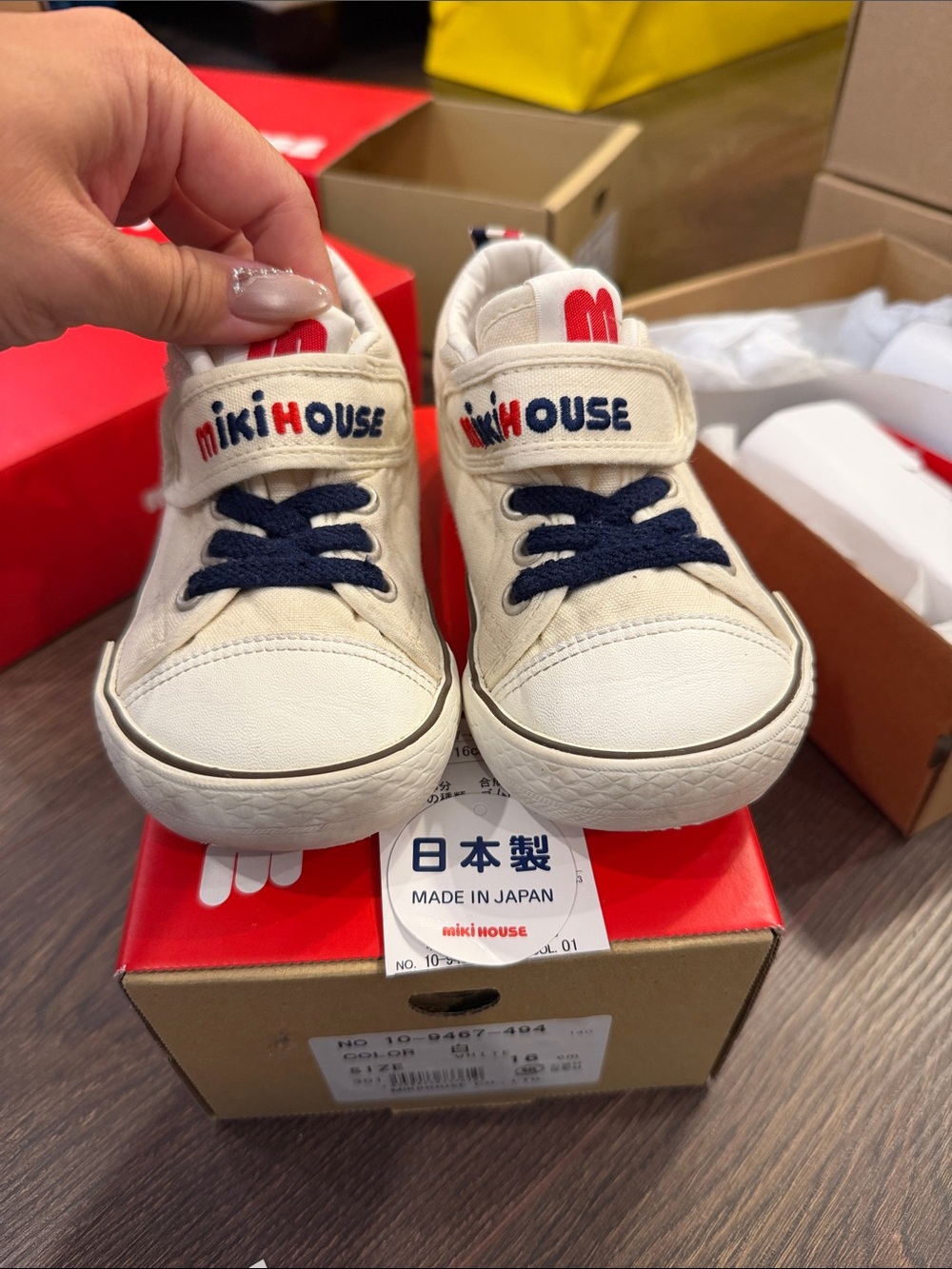 MIKIHOUSE WHITE STEP 2 Toddler Shoes Sz: 16cm